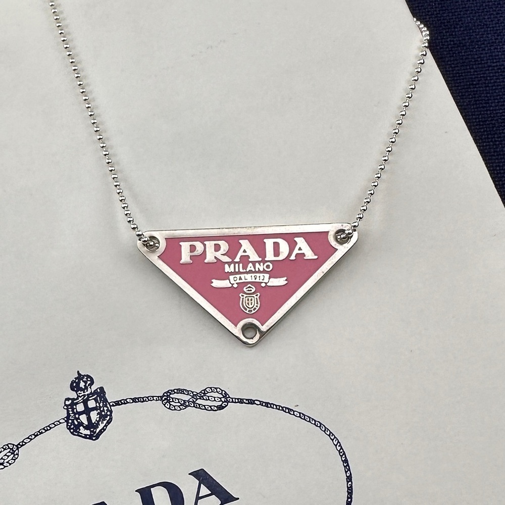 Prada Pink Triangle Necklace - Picture 7 of 13